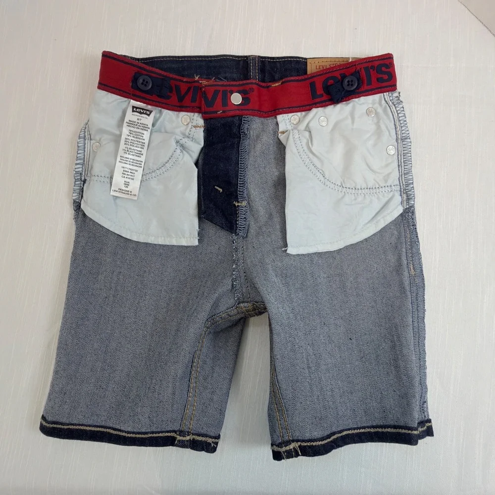 Levi's 511 Slim Fit Denim Shorts Kids Size 6/7 Dark Wash Excellent Adjustable